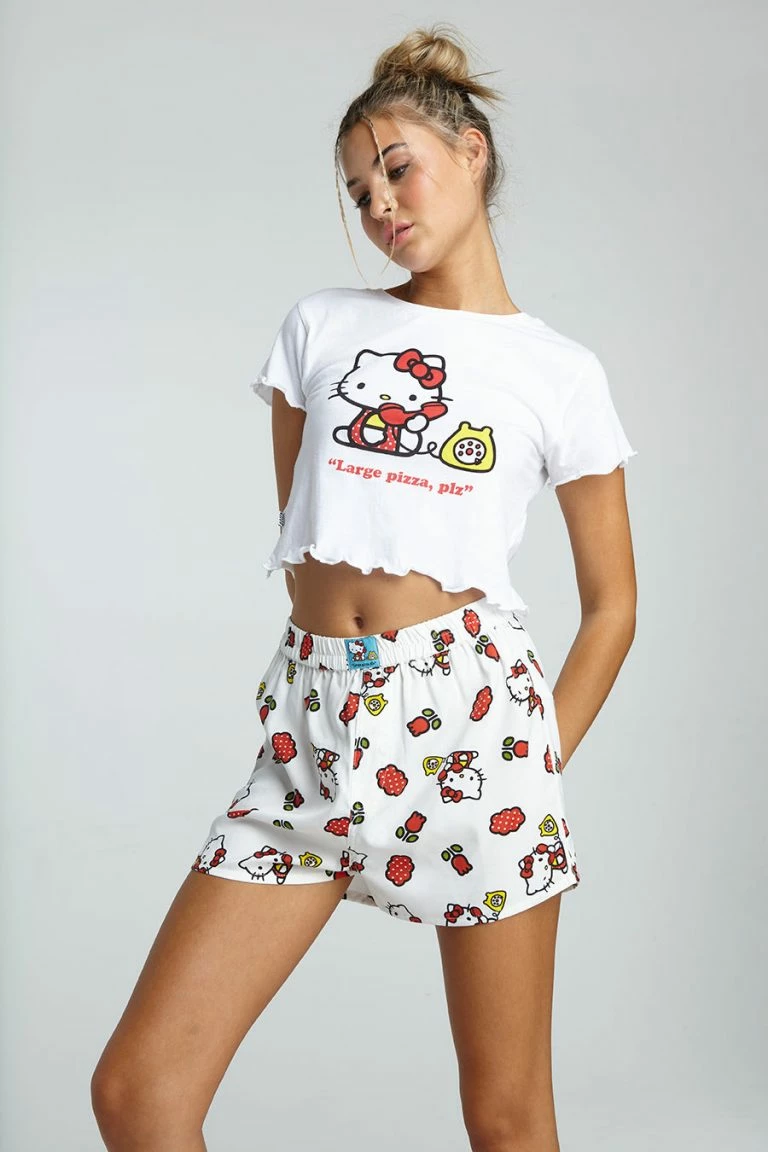 New Girl Order New Girl Order HELLO KITTY CALLING PIZZA TEE AND SHORT SET
