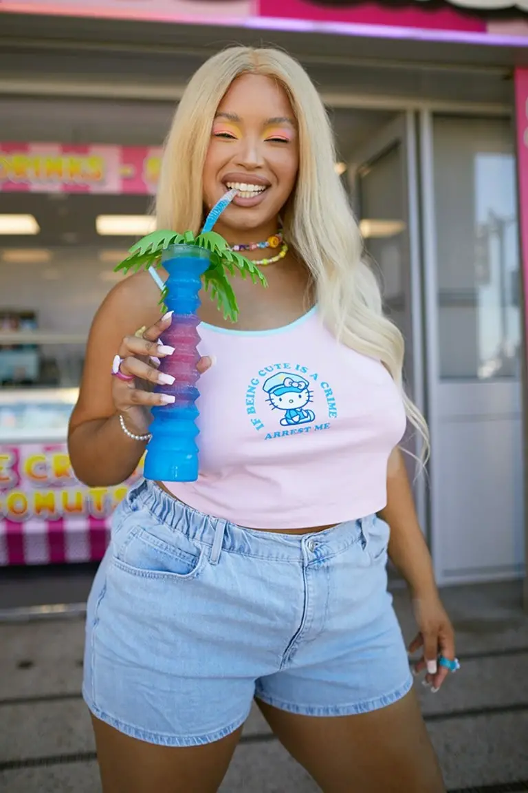 New Girl Order New Girl Order HELLO KITTY CUTE IS A CRIME CAMI CURVE Tops