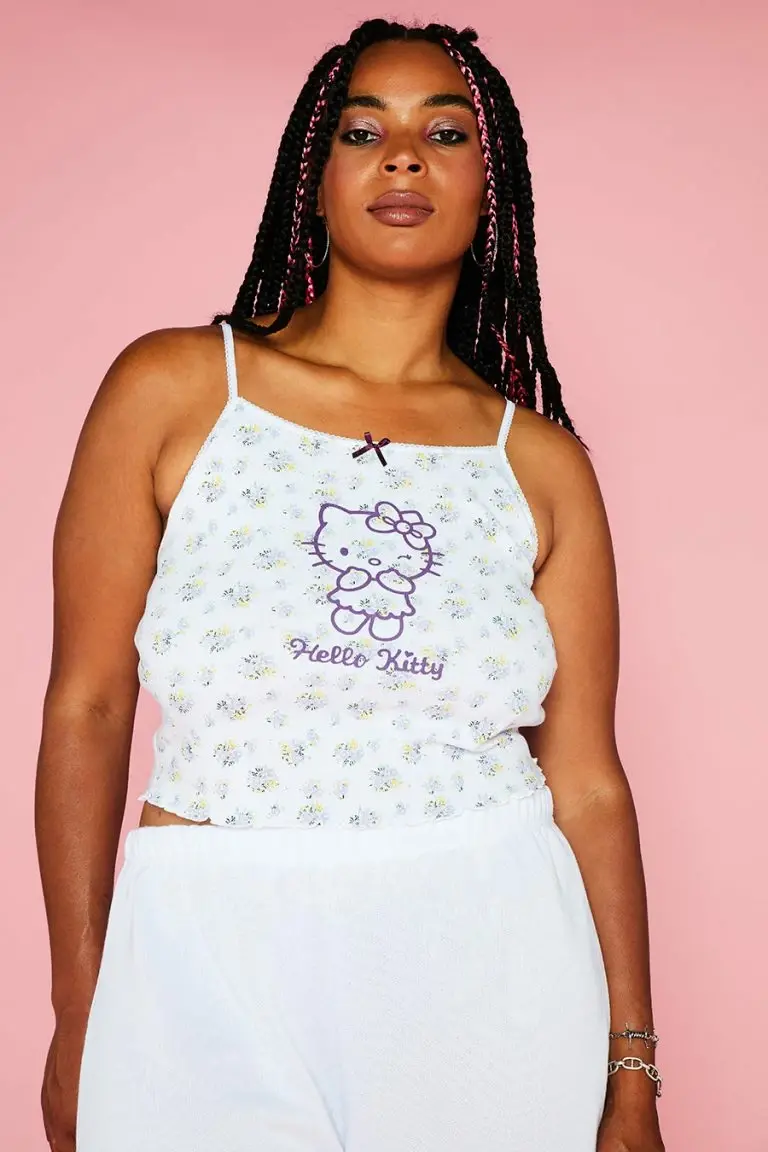 new girl order New Girl Order HELLO KITTY DITSY CROP CAMI CURVE Tops