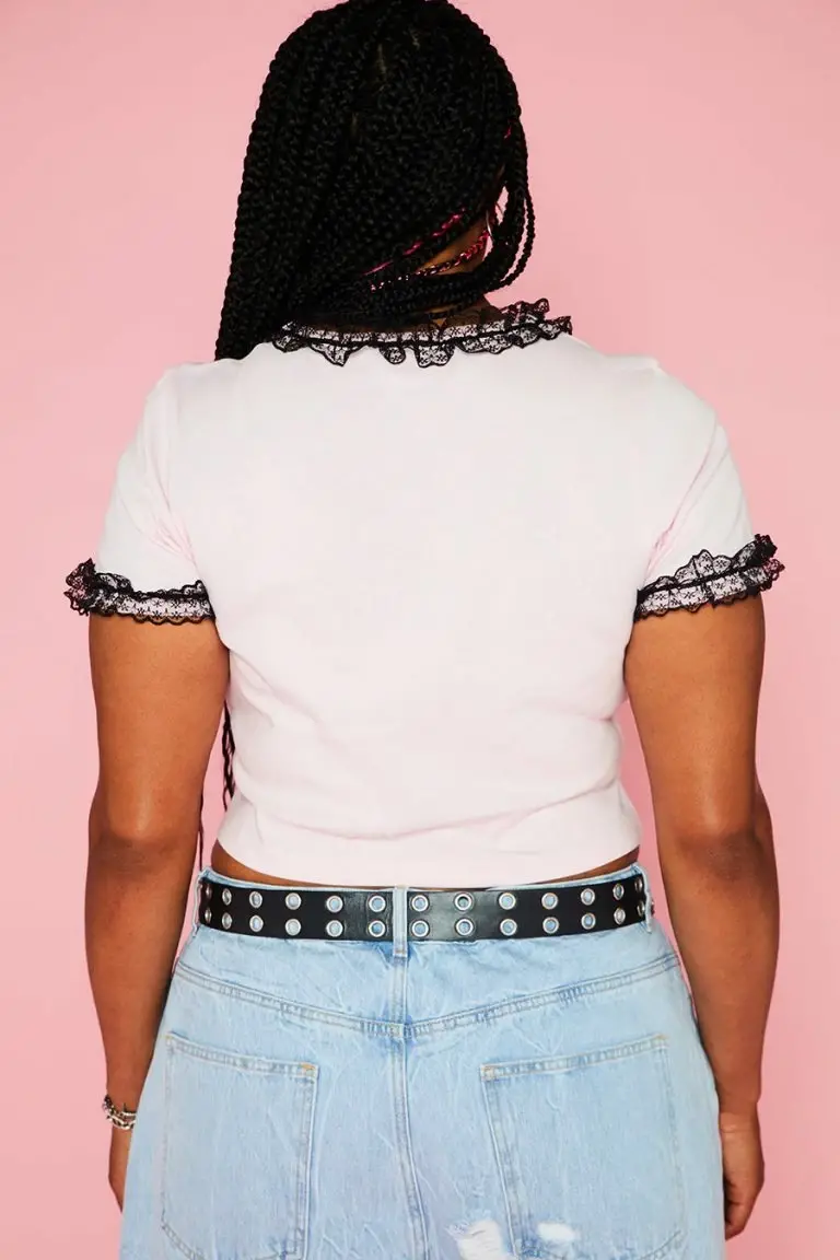 New Girl Order New Girl Order HELLO KITTY LACE DETAILED TEE CURVE Tops