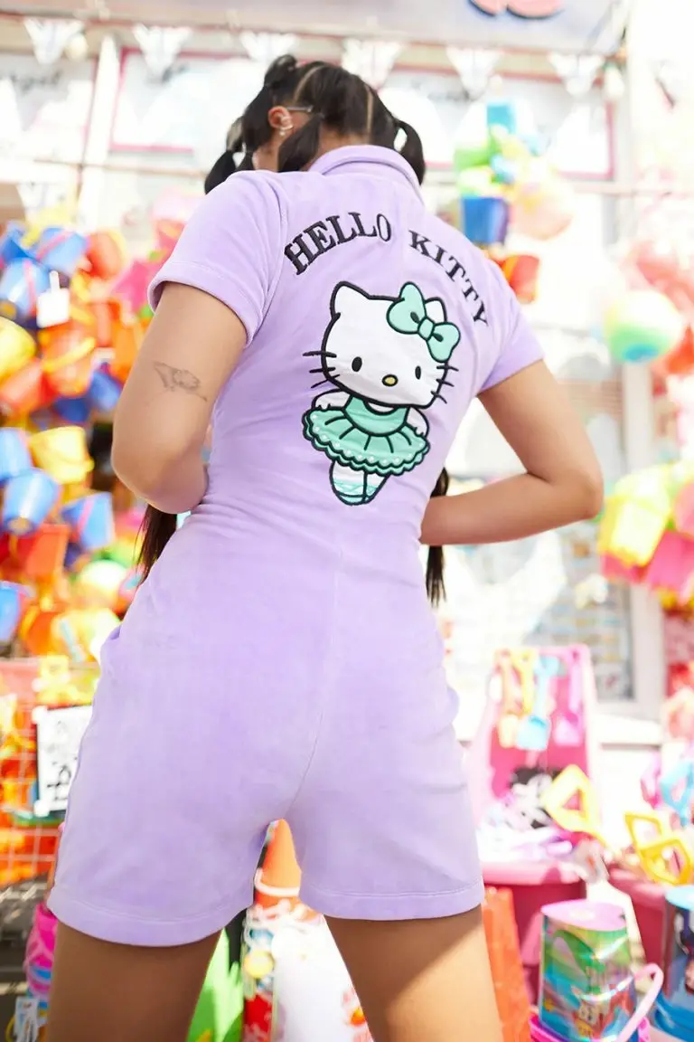New Girl Order New Girl Order HELLO KITTY LILAC VELOUR ROMPER