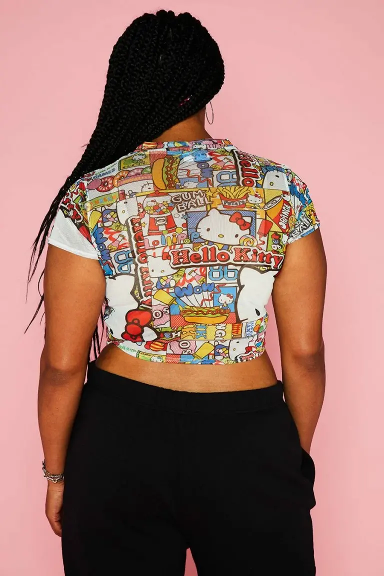 New Girl Order New Girl Order HELLO KITTY MESH CROP TEE CURVE