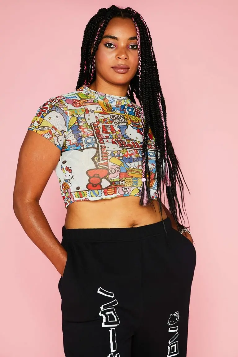 new girl order New Girl Order HELLO KITTY MESH CROP TEE CURVE