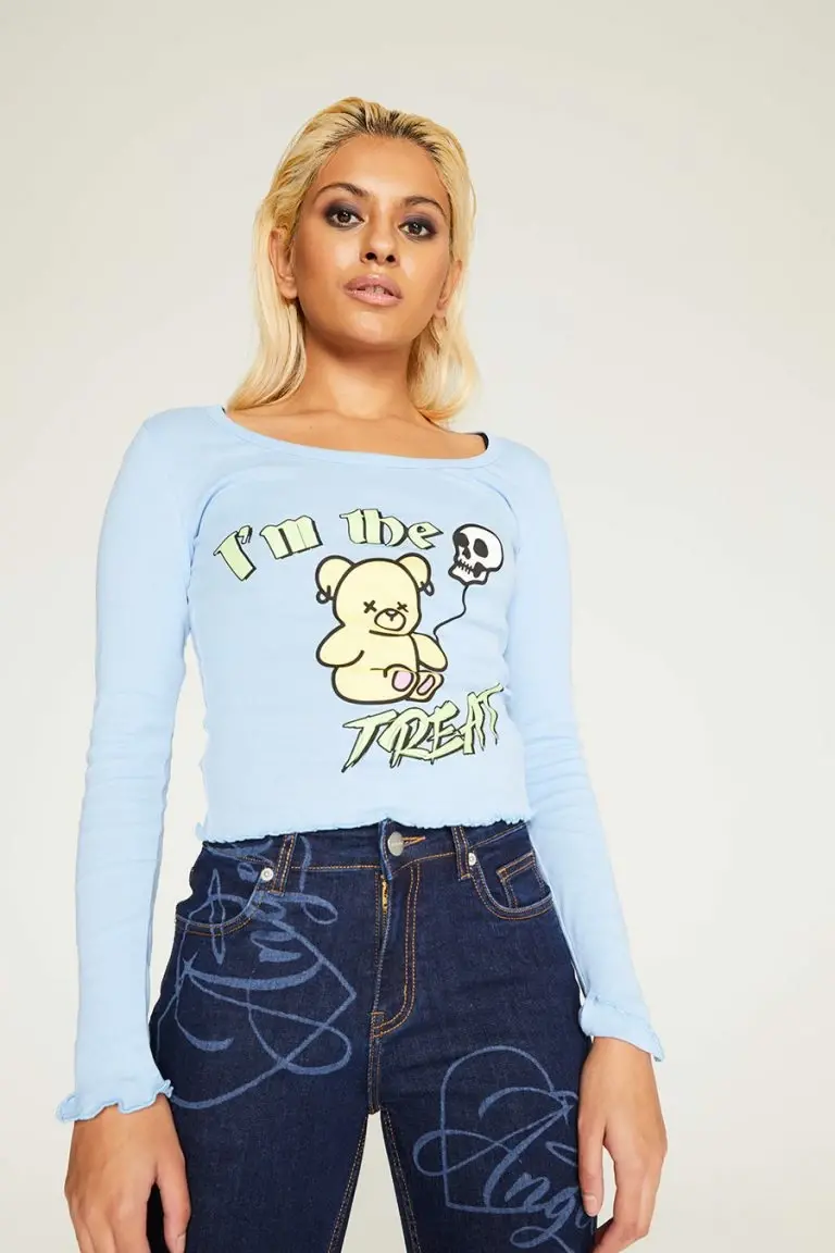 new girl order New Girl Order IM THE TREAT BLUE LONG SLEEVE Tops