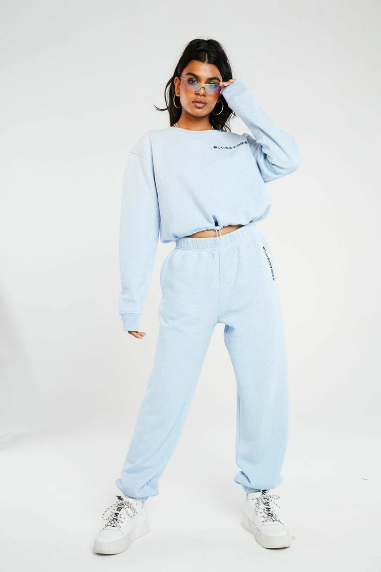 new girl order New Girl Order Kanji Blue Crop Sweat Tops