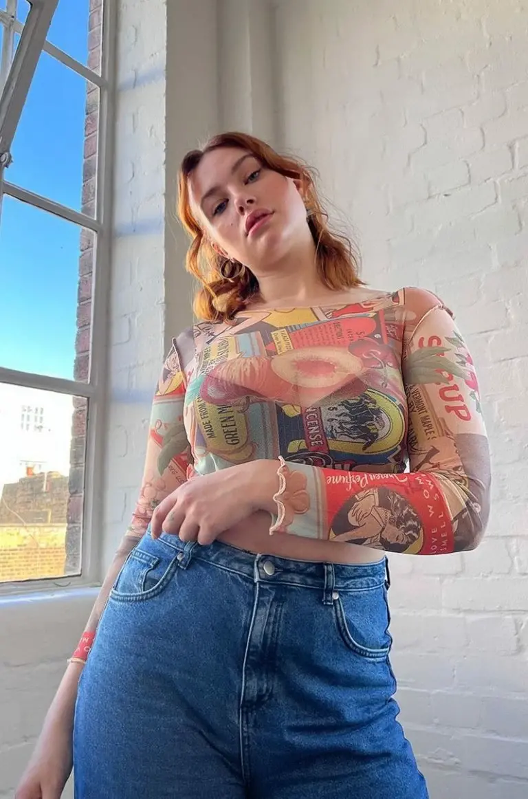 new girl order New Girl Order MATCHBOX PRINT MESH LONG SLEEVE TEE Tops