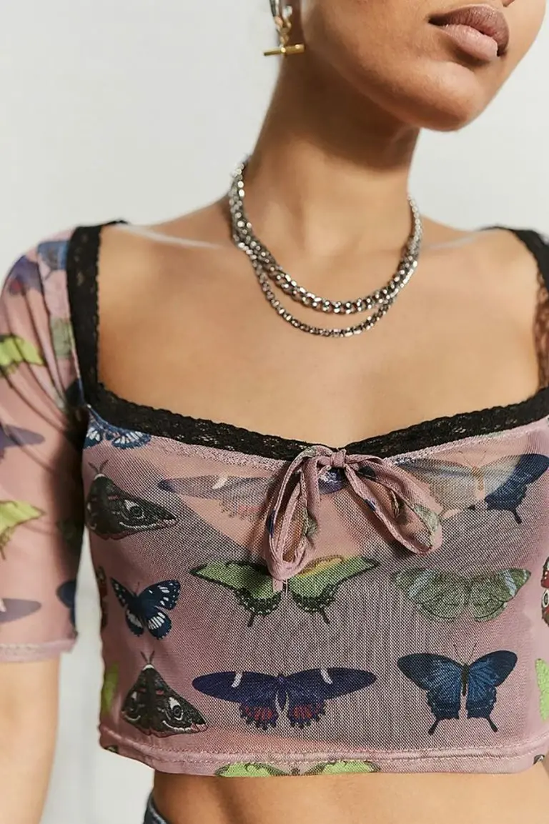 New Girl Order New Girl Order MESH BUTTERFLY TOP Tops