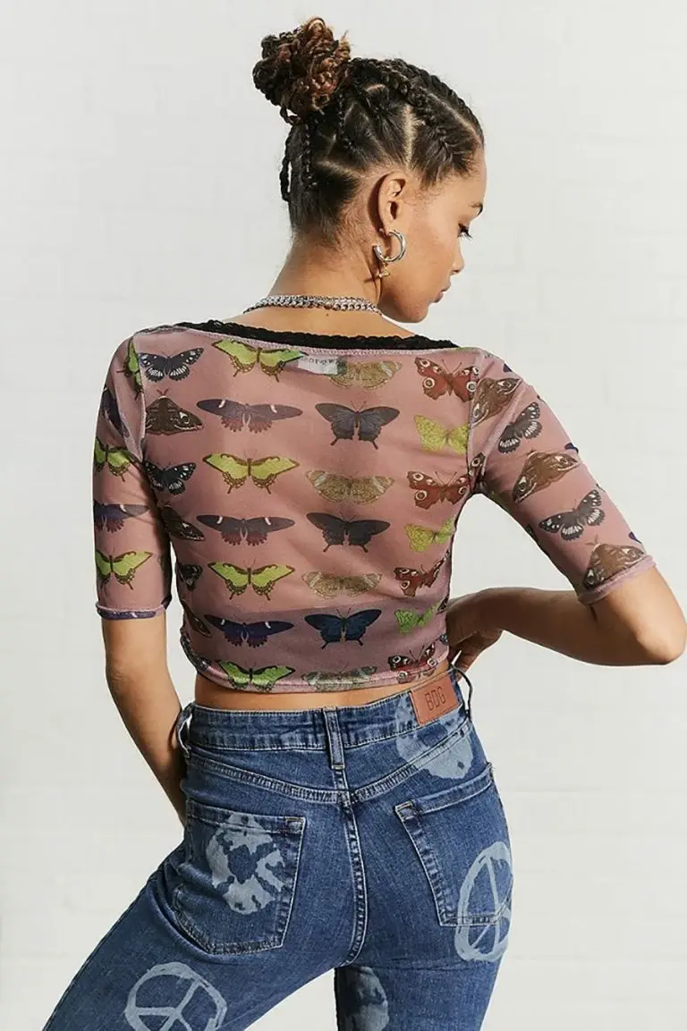 New Girl Order New Girl Order MESH BUTTERFLY TOP Tops