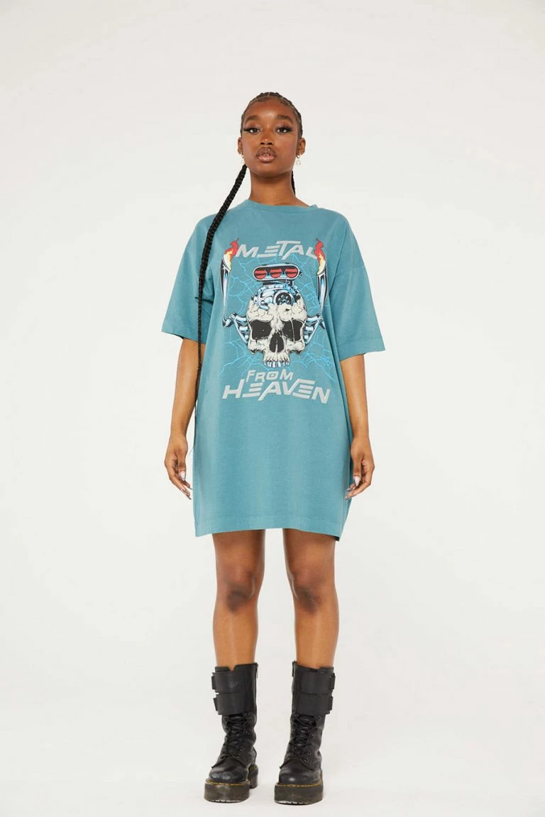 New Girl Order New Girl Order METAL FROM HEAVEN ACID WASH TSHIRT DRESS Tops