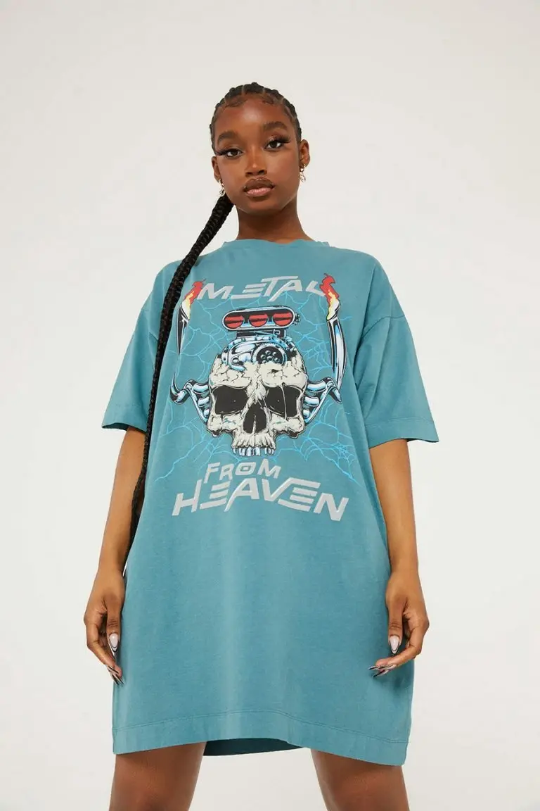 new girl order New Girl Order METAL FROM HEAVEN ACID WASH TSHIRT DRESS Tops