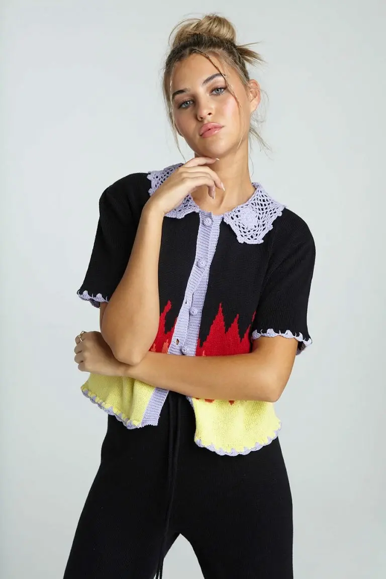 new girl order New Girl Order FLAME CROCHET SHIRT