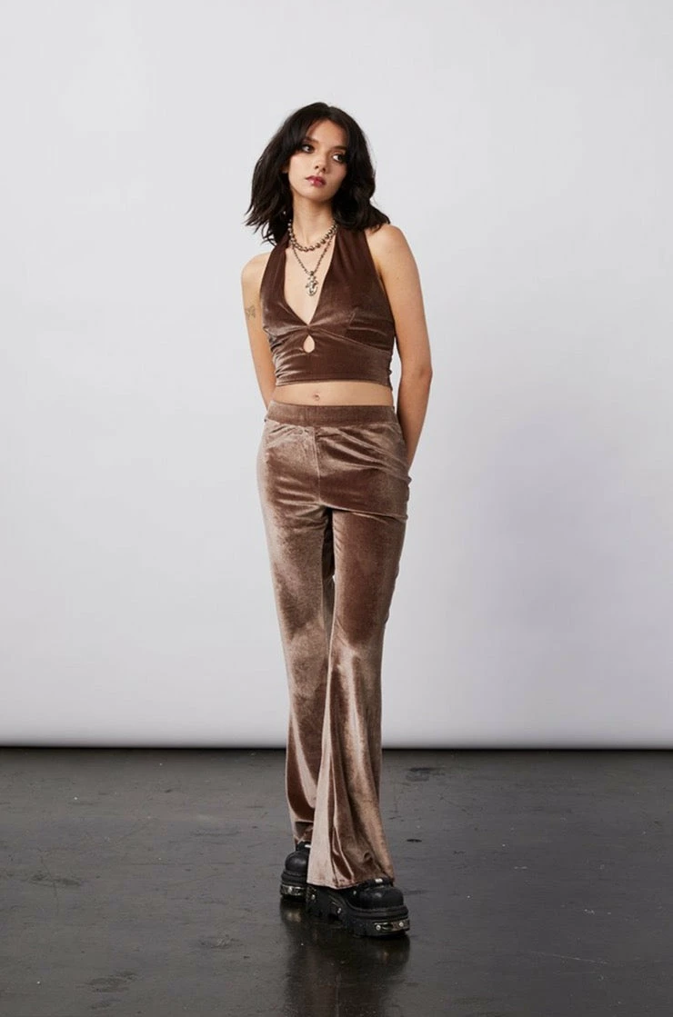 new girl order New Girl Order VELVET FLARES – MOCHA