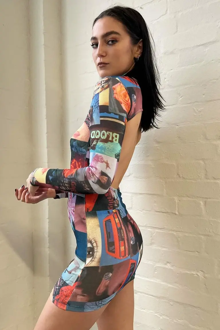 New Girl Order New Girl Order NEW IN COLLAGE PRINT MESH CUT OUT BACK BODYCON DRESS