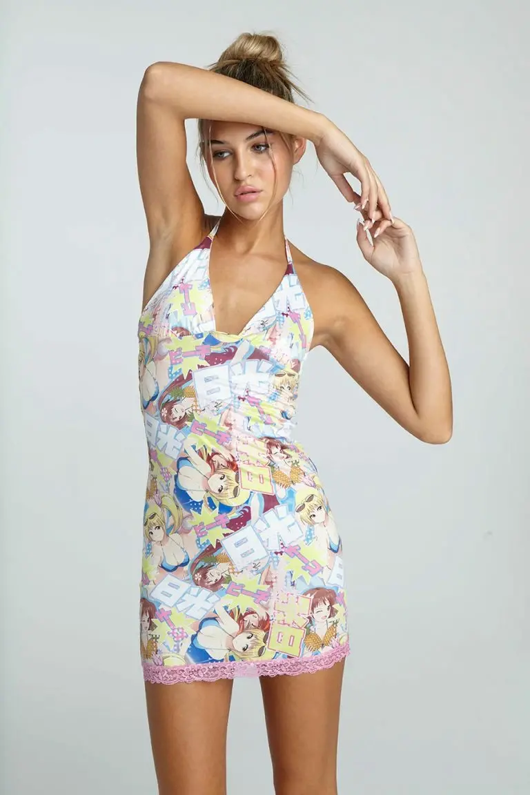 New Girl Order New Girl Order NEW IN LACE TRIM V NECK ANIME DRESS