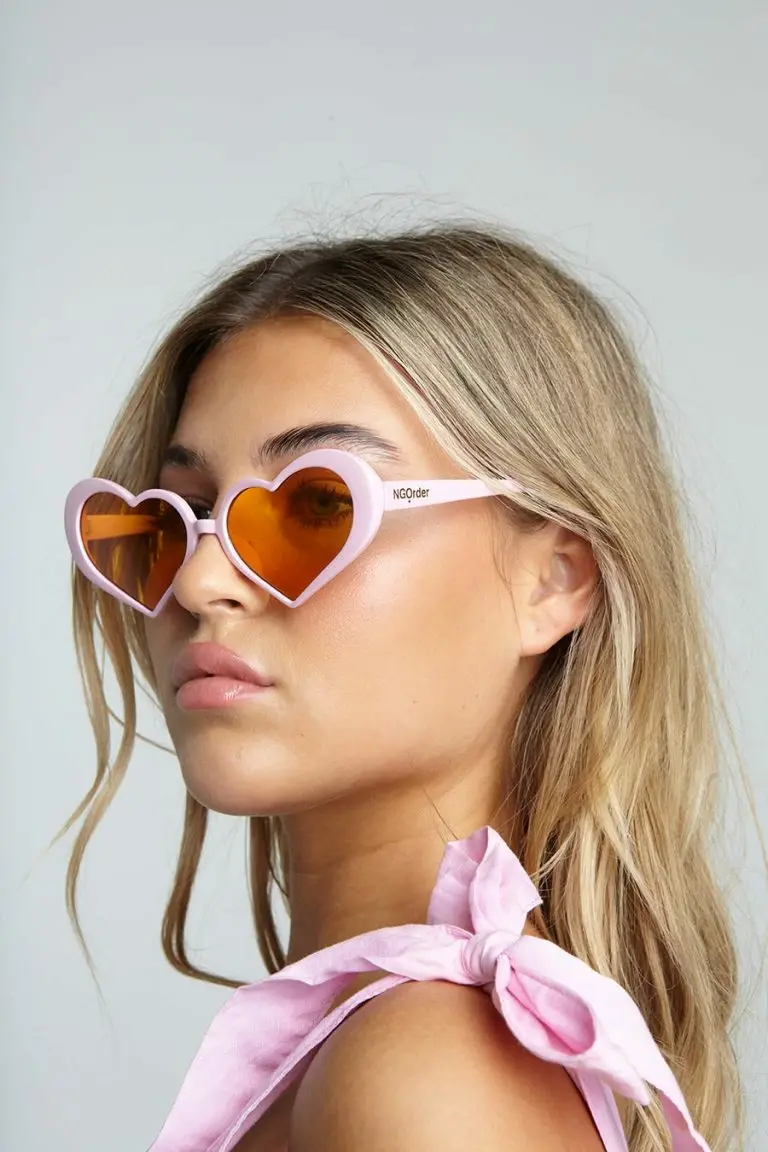New Girl Order New Girl Order NEW IN SQUASHED HEART SUNGLASSES WITH ORANGE LENS