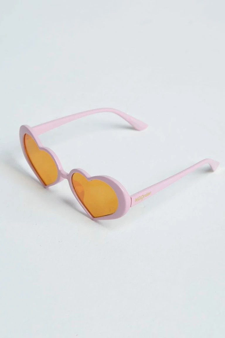 New Girl Order New Girl Order NEW IN SQUASHED HEART SUNGLASSES WITH ORANGE LENS