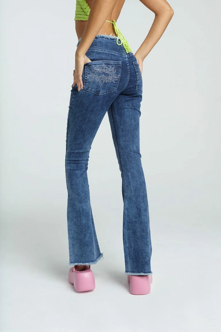 New Girl Order New Girl Order NEW IN TATTOO RHINESTONE LOW RISE JEAN