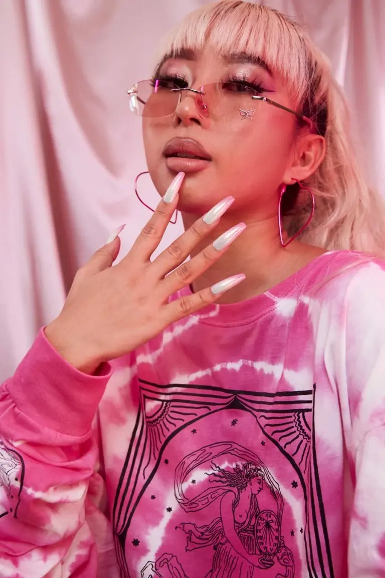 New Girl Order New Girl Order Opera Lady Tie Dye Long Sleeve Tee Pink Tops