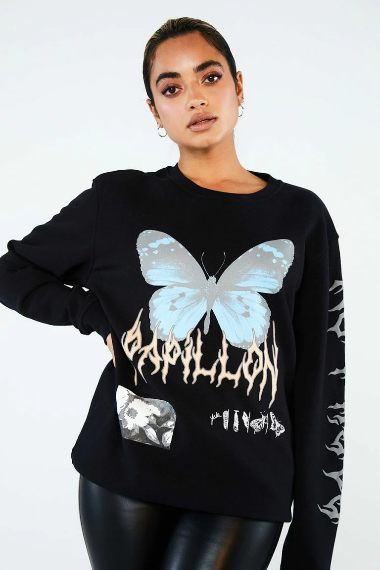 New Girl Order New Girl Order PAPILLON METAL SWEATSHIRT Tops