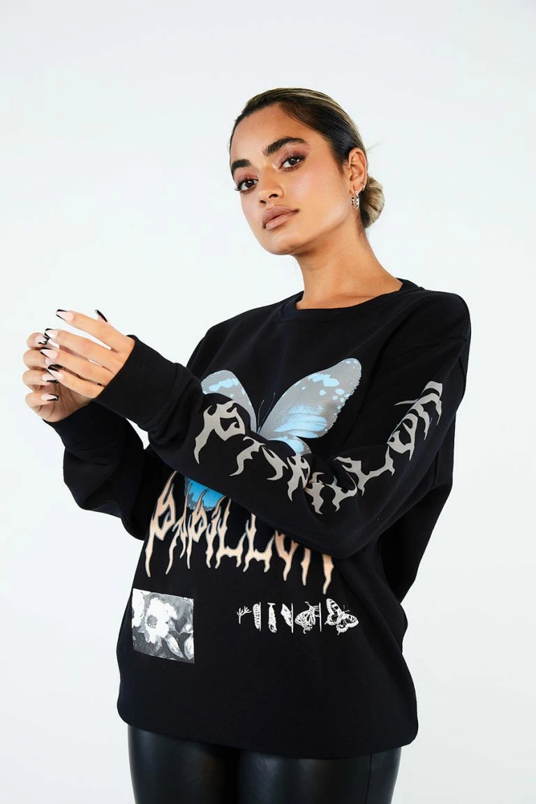 new girl order New Girl Order PAPILLON METAL SWEATSHIRT Tops