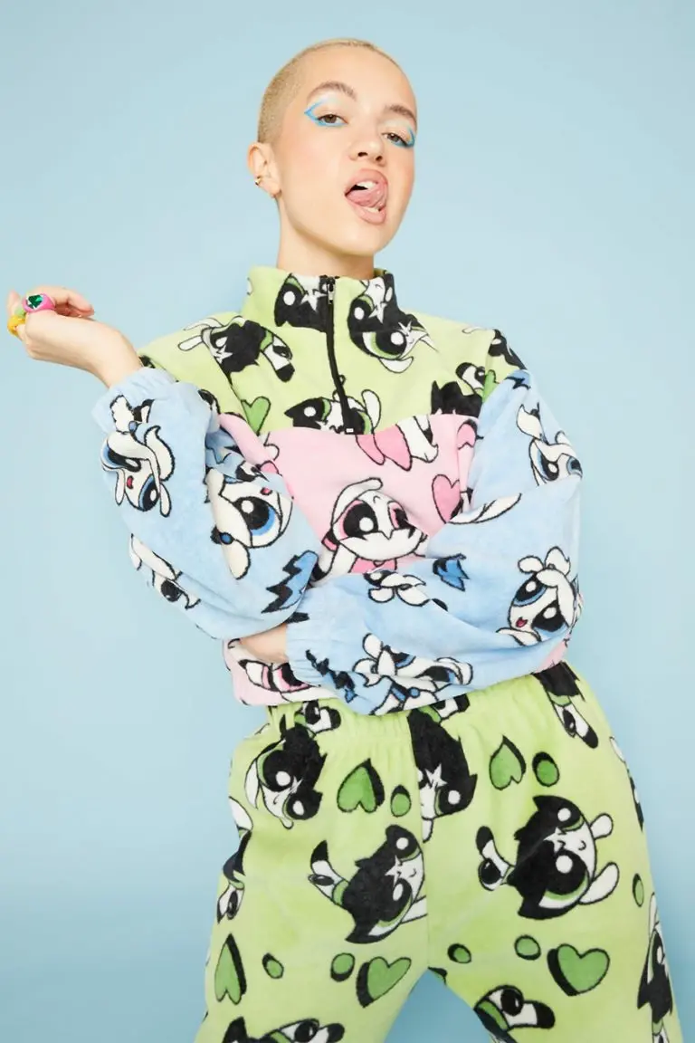 New Girl Order New Girl Order POWERPUFF GIRLS COLOUR BLOCK FLEECE 1/4 ZIP Tops