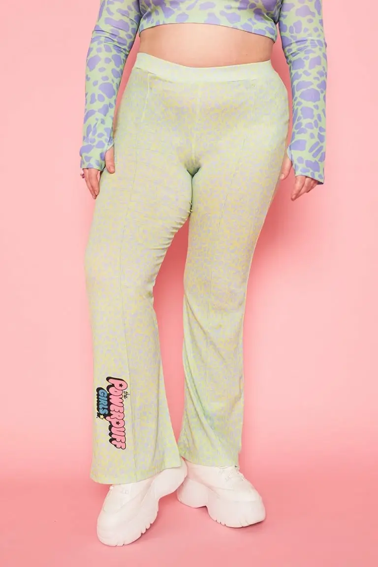 New Girl Order New Girl Order POWERPUFF GIRLS LEOPARD PRINT FLARES CURVE – GREEN Tops