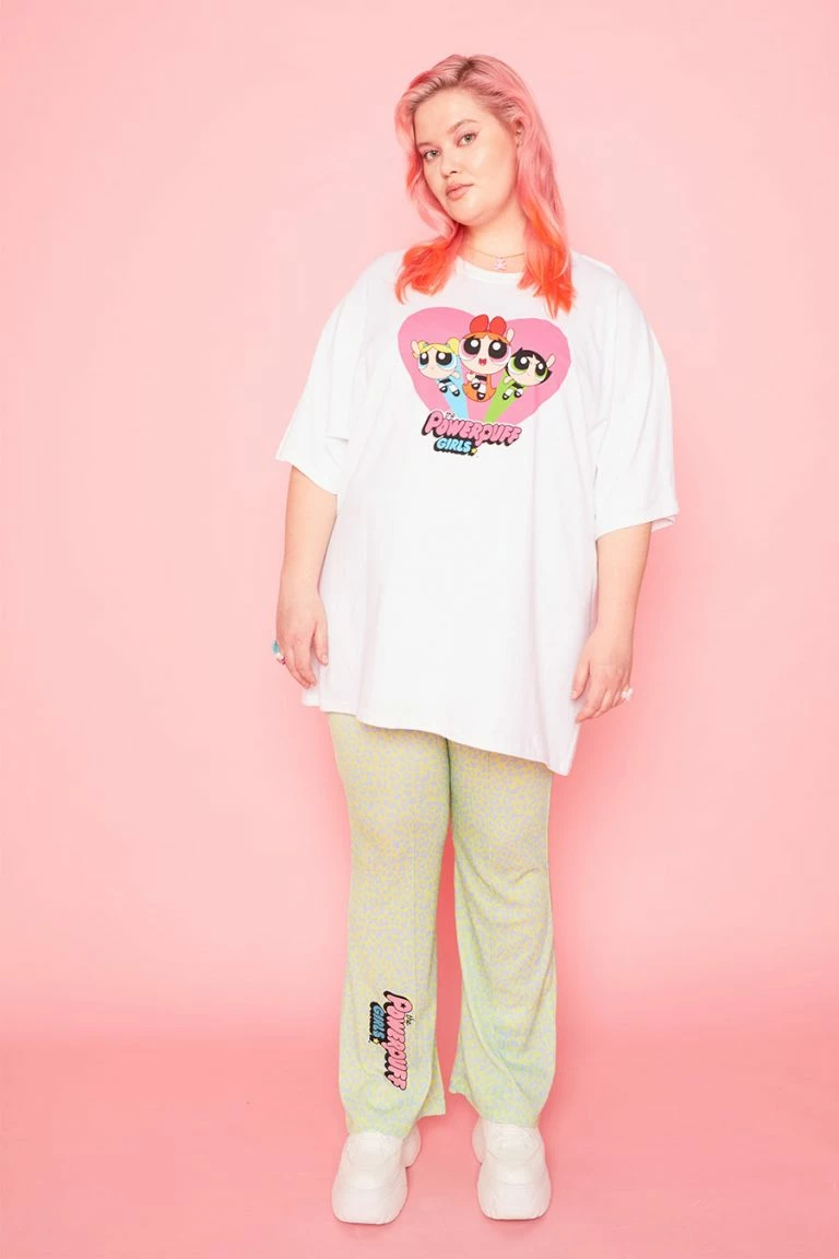 New Girl Order New Girl Order POWERPUFF GIRLS LEOPARD PRINT FLARES CURVE – GREEN Tops