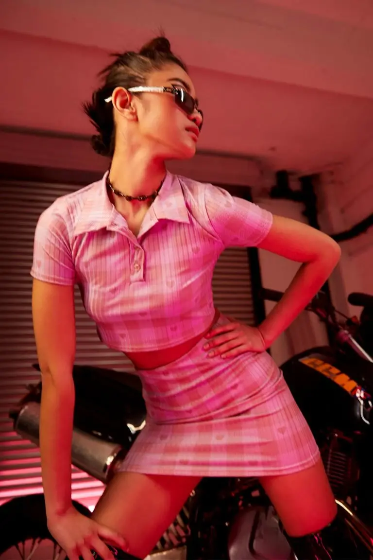 new girl order New Girl Order RIB HEART GINGHAM MINI SKIRT