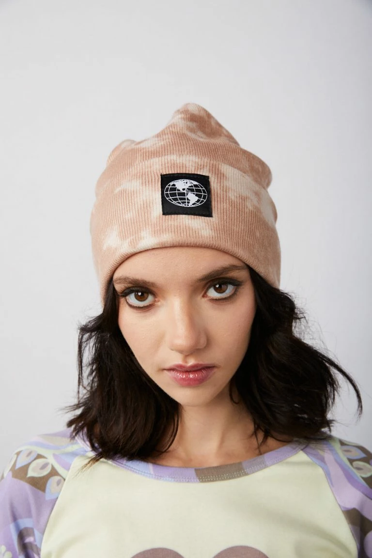 new girl order New Girl Order RIBBED TIE DYE BEANIE WITH BADGE DETAIL – OATMEAL