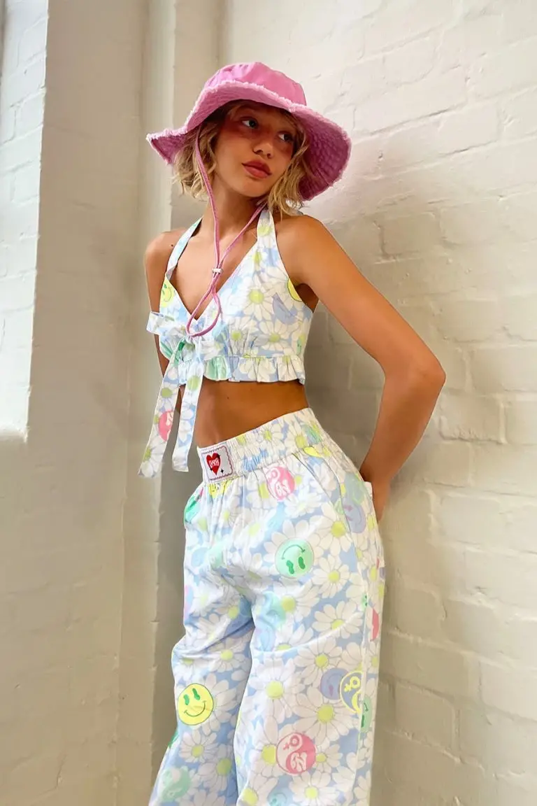 New Girl Order New Girl Order SMILEY YIN YANG FLORAL HALTER CAMI