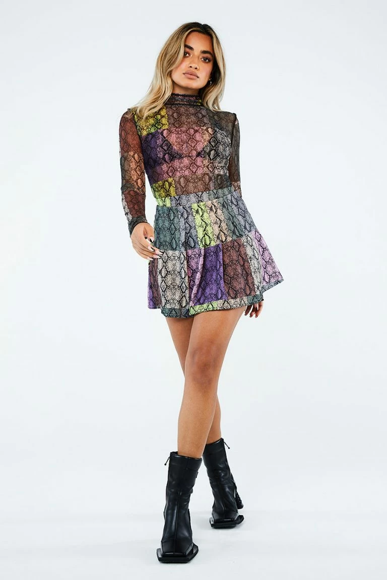 New Girl Order New Girl Order SNAKE MULTI PLEATED SKIRT