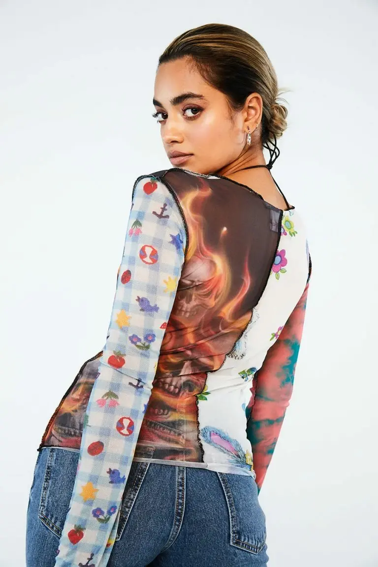 New Girl Order New Girl Order SPLICED PATCHWORK MESH TOP Tops