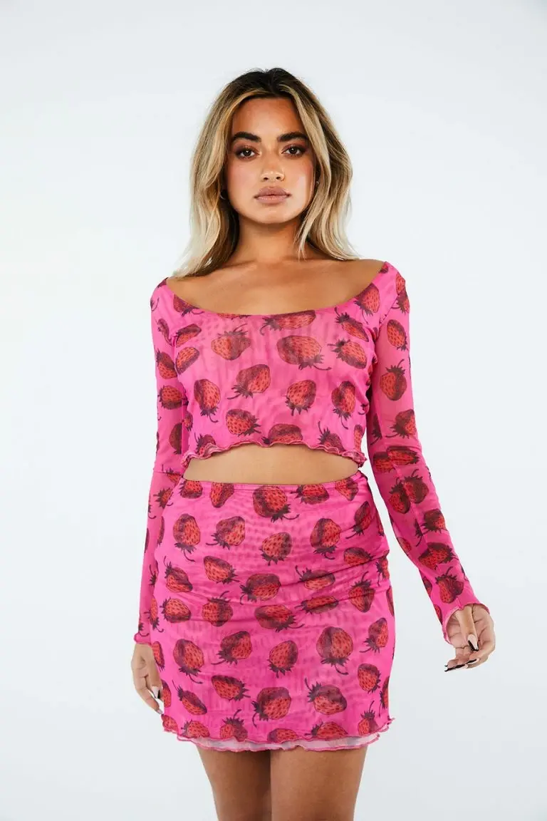 new girl order New Girl Order STRAWBERRY MESH TOP Tops