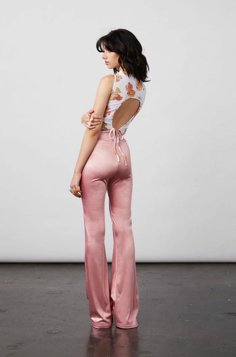 New Girl Order New Girl Order STRETCH SATIN FLARES – PINK Tops