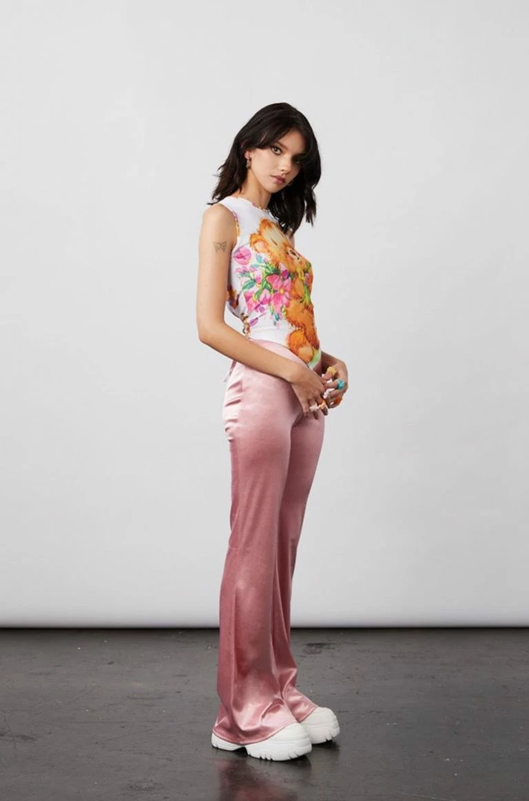 New Girl Order New Girl Order STRETCH SATIN FLARES – PINK Tops