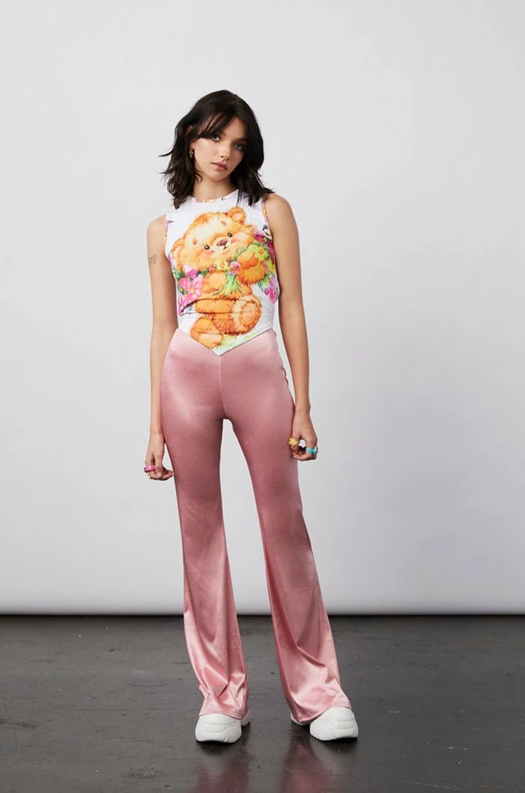 New Girl Order New Girl Order STRETCH SATIN FLARES – PINK Tops