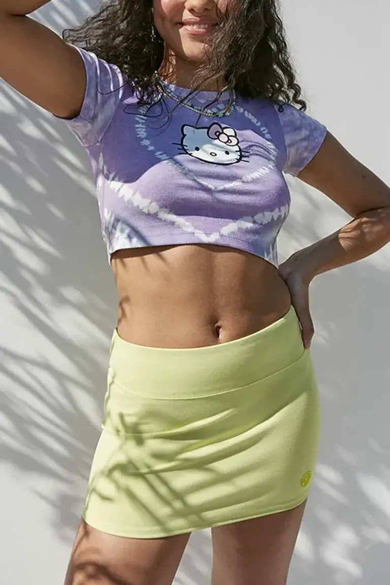 New Girl Order New Girl Order T-shirts HELLO KITTY HEART TIE DYE BABY TEE CURVE