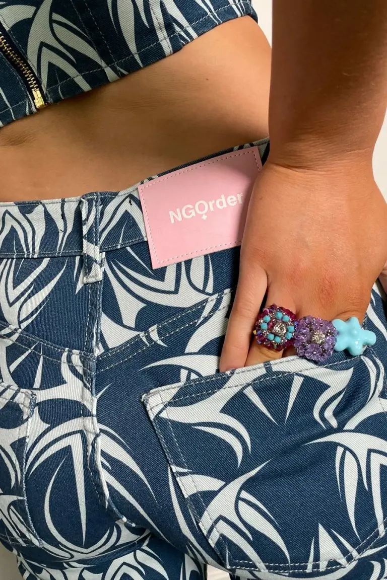 New Girl Order New Girl Order TATTOO DENIM CUT OUT FLARES