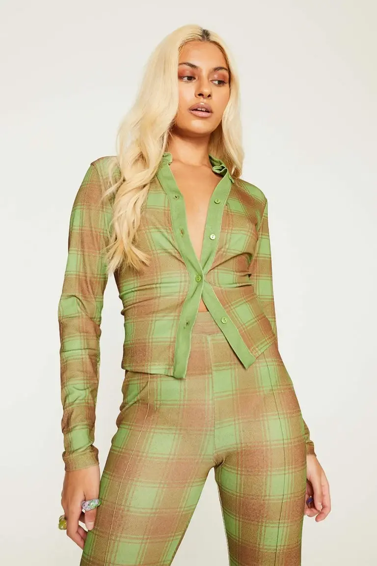 New Girl Order New Girl Order Tops ALL OVER PRINT CHECK SHIRT