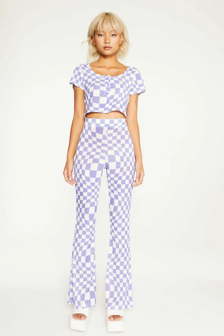 New Girl Order New Girl Order Tops ALL OVER PRINT WARPED POPPER PLACKET TOP