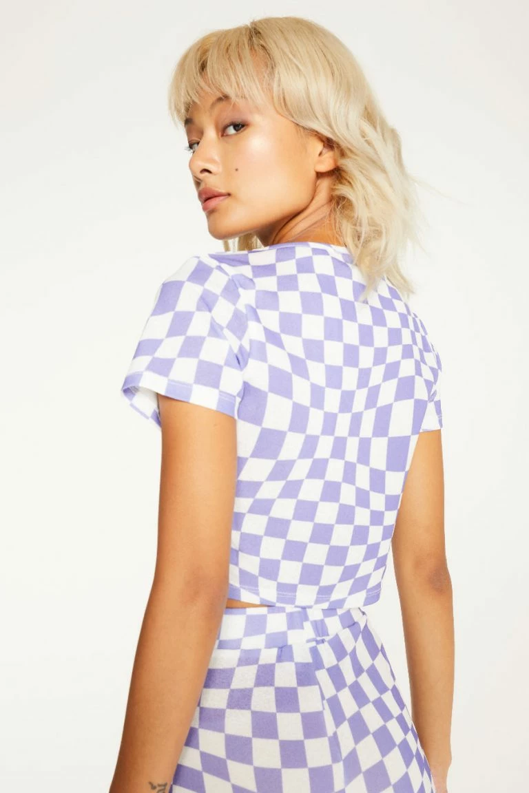 New Girl Order New Girl Order Tops ALL OVER PRINT WARPED POPPER PLACKET TOP