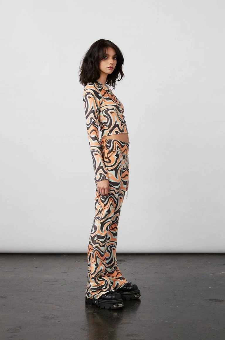 New Girl Order New Girl Order Tops ASYMMETRIC TRIPPY VELOUR FLARES