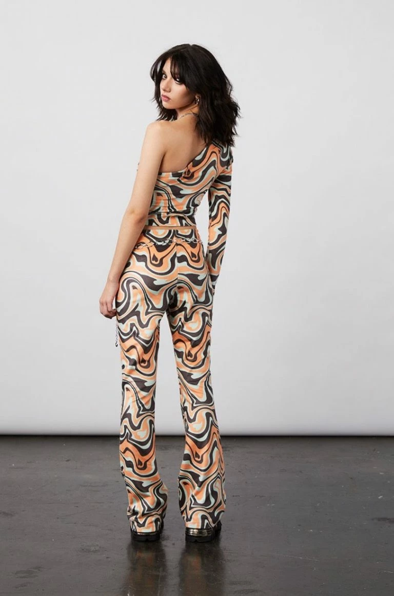 New Girl Order New Girl Order Tops ASYMMETRIC TRIPPY VELOUR FLARES