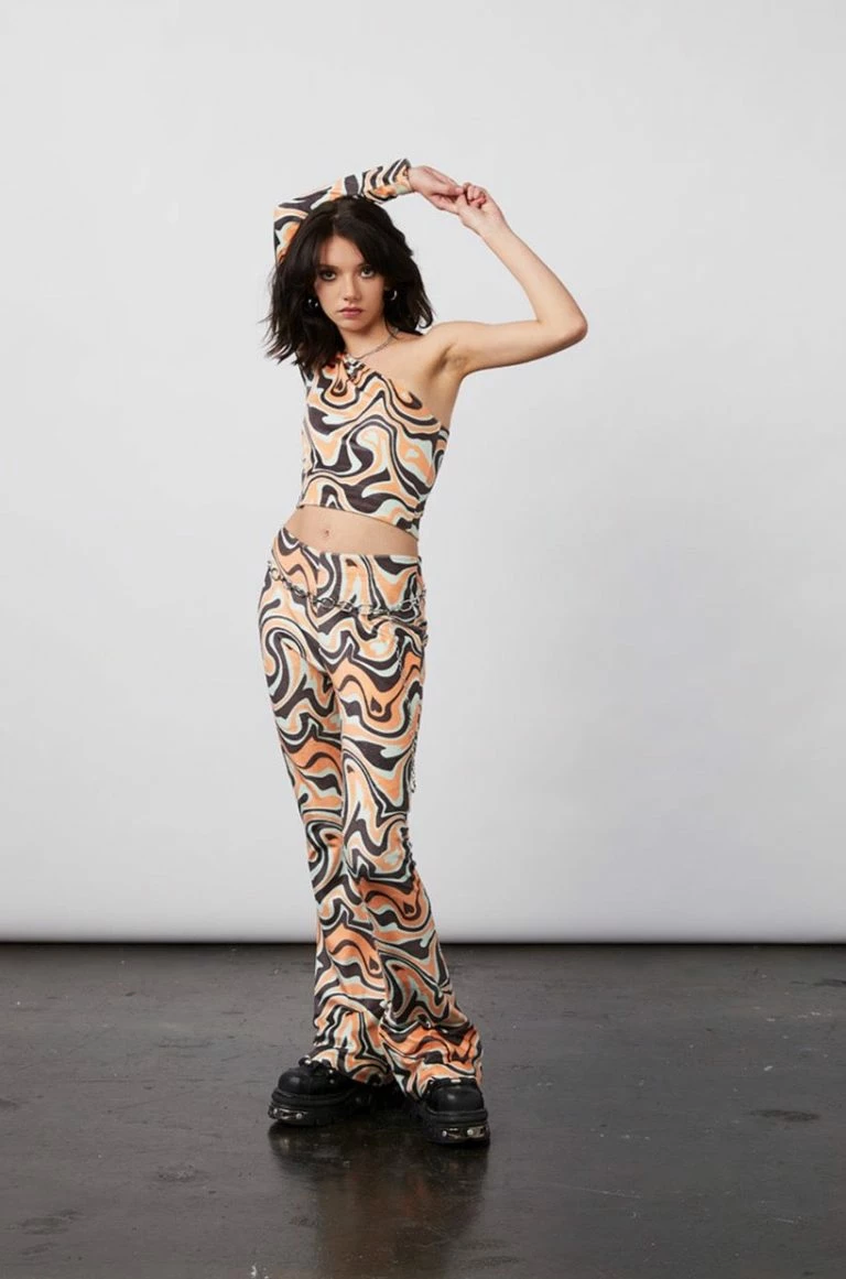 New Girl Order New Girl Order Tops ASYMMETRIC TRIPPY VELOUR FLARES