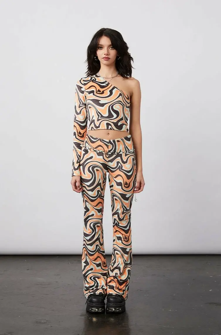 new girl order New Girl Order Tops ASYMMETRIC TRIPPY VELOUR FLARES