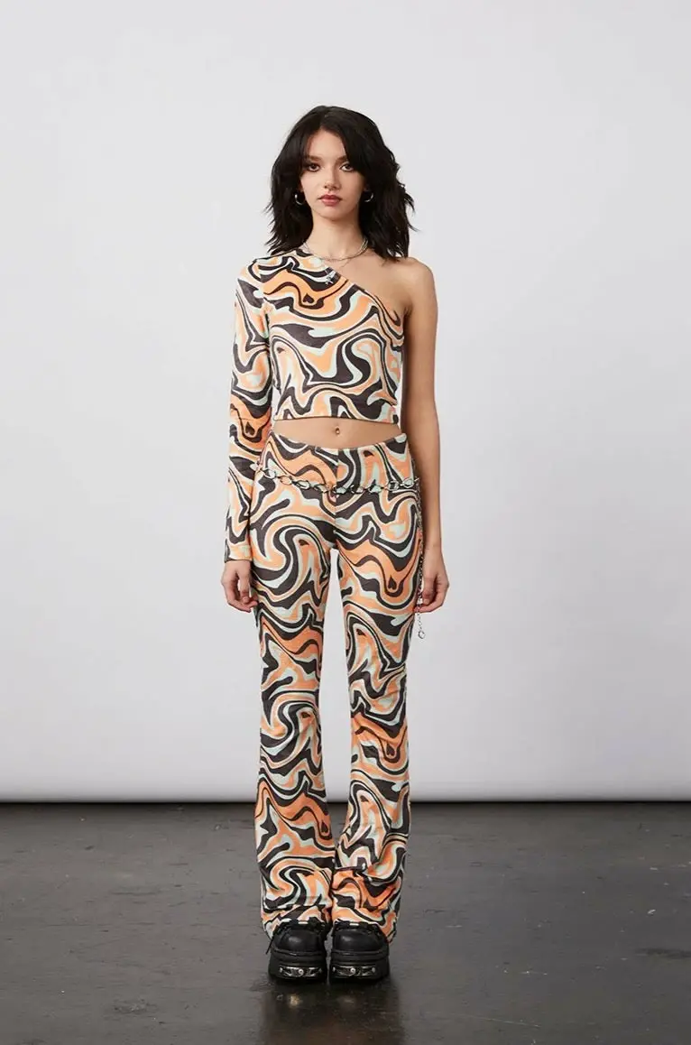 New Girl Order New Girl Order Tops ASYMMETRIC TRIPPY VELOUR TOP