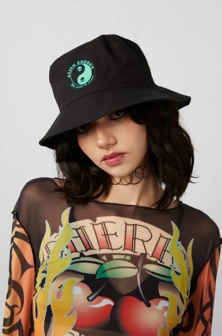 new girl order New Girl Order Tops BUCKET HAT WITH YING & YANG EMBROIDERY – BLACK