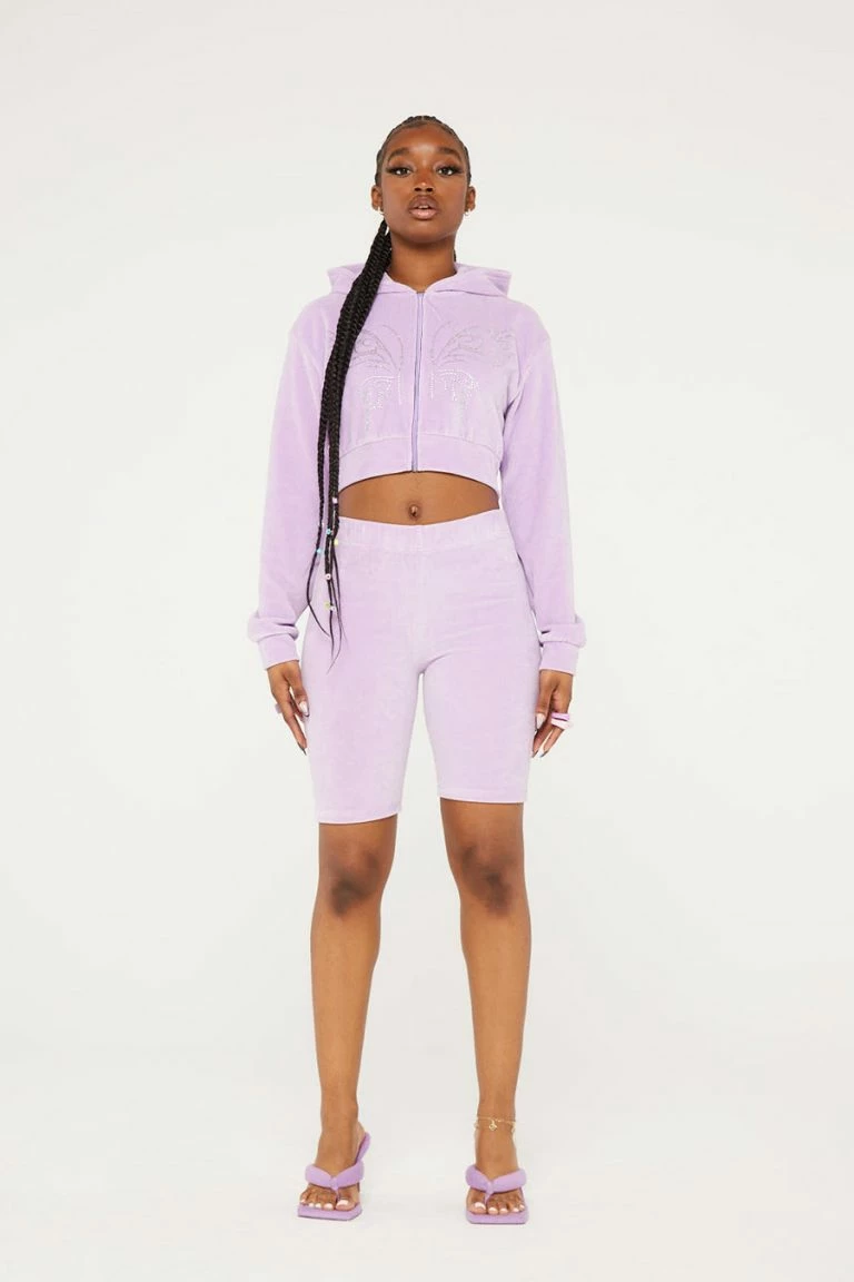 New Girl Order New Girl Order Tops DIAMANTE BUTTERFLY VELOUR HOODIE