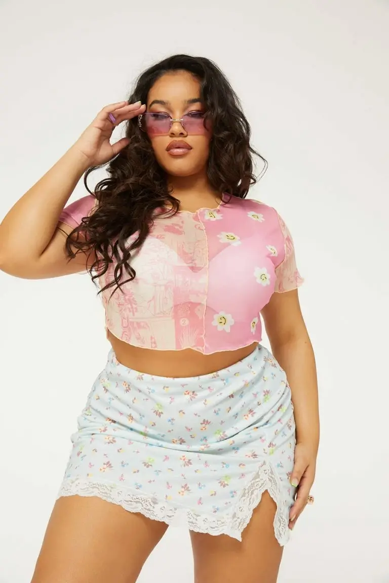 New Girl Order New Girl Order Tops DITSY FLORAL SKIRT CURVE