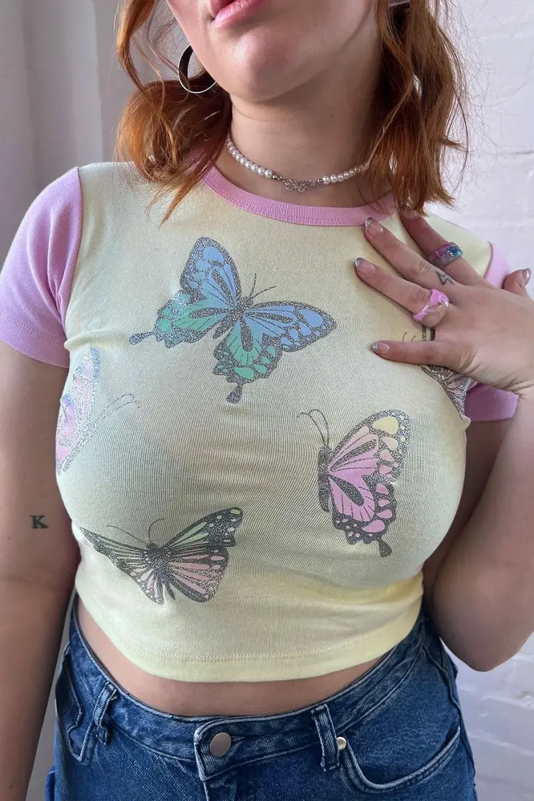 New Girl Order New Girl Order Tops FANTASY BUTTERFLIES TOP